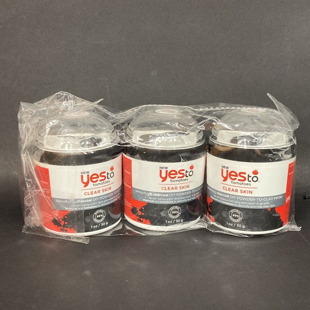 Yes To Tomatoes-Clear Skin Detoxifying Charcoal DIY Powder-To-Clay Mask x3- 1 oz